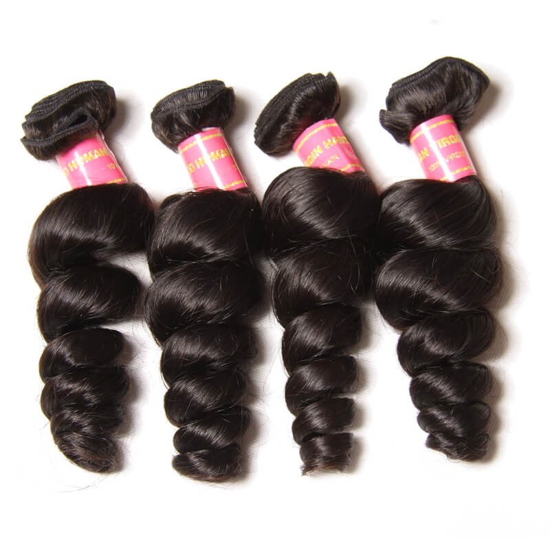 Idolra 4 Bundles Virgin Peruvian Loose Wave Hair Weave Peruvian Hair 16in-26in For Sale